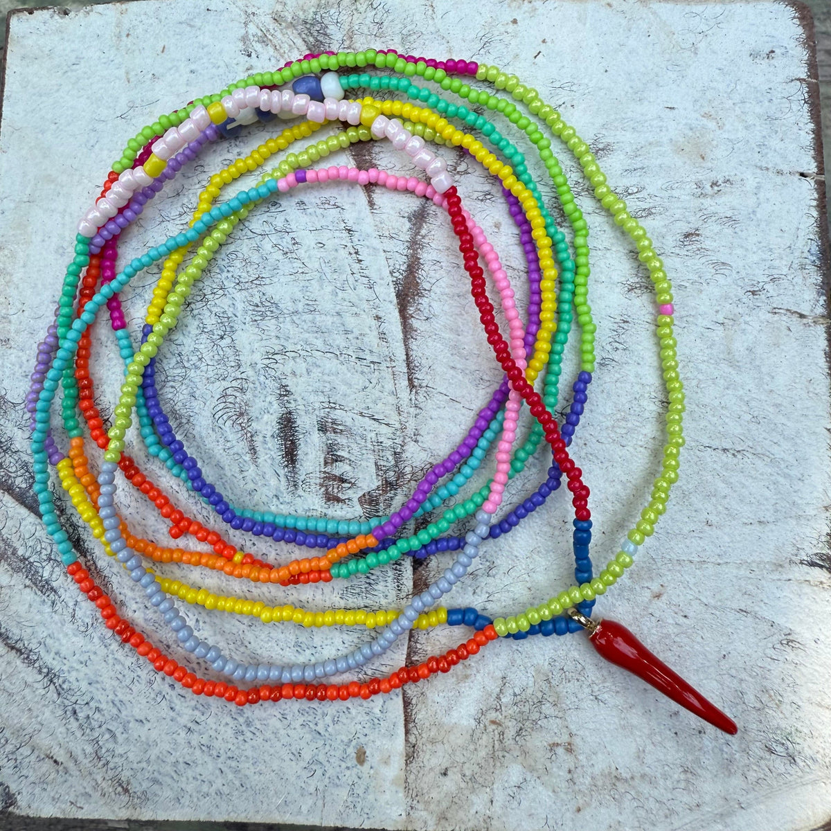 Rusty Pot Handmade Wrap Bracelet / Necklace | Blue Chilli