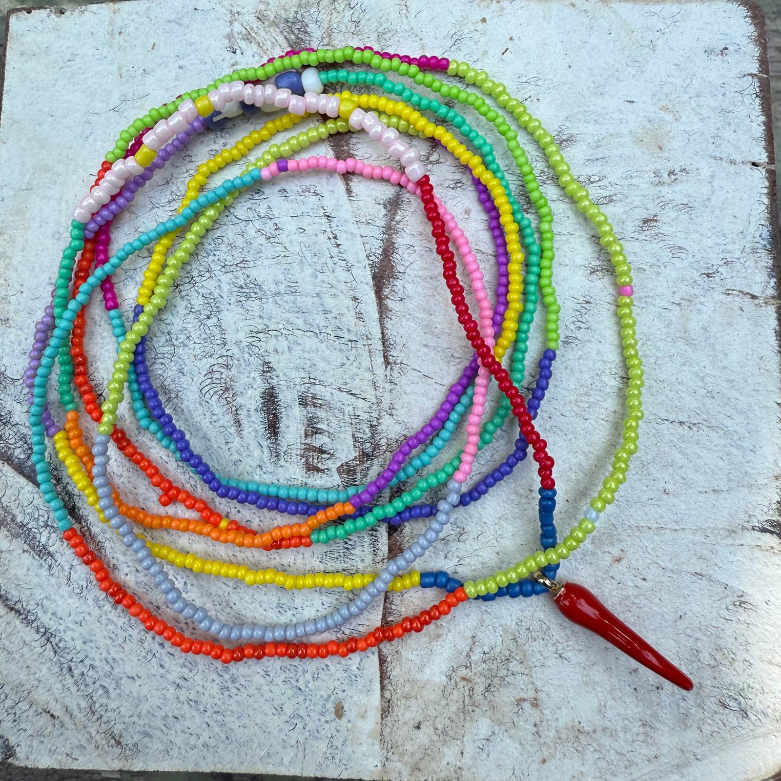 Rusty Pot Handmade Wrap Bracelet / Necklace | Blue Chilli