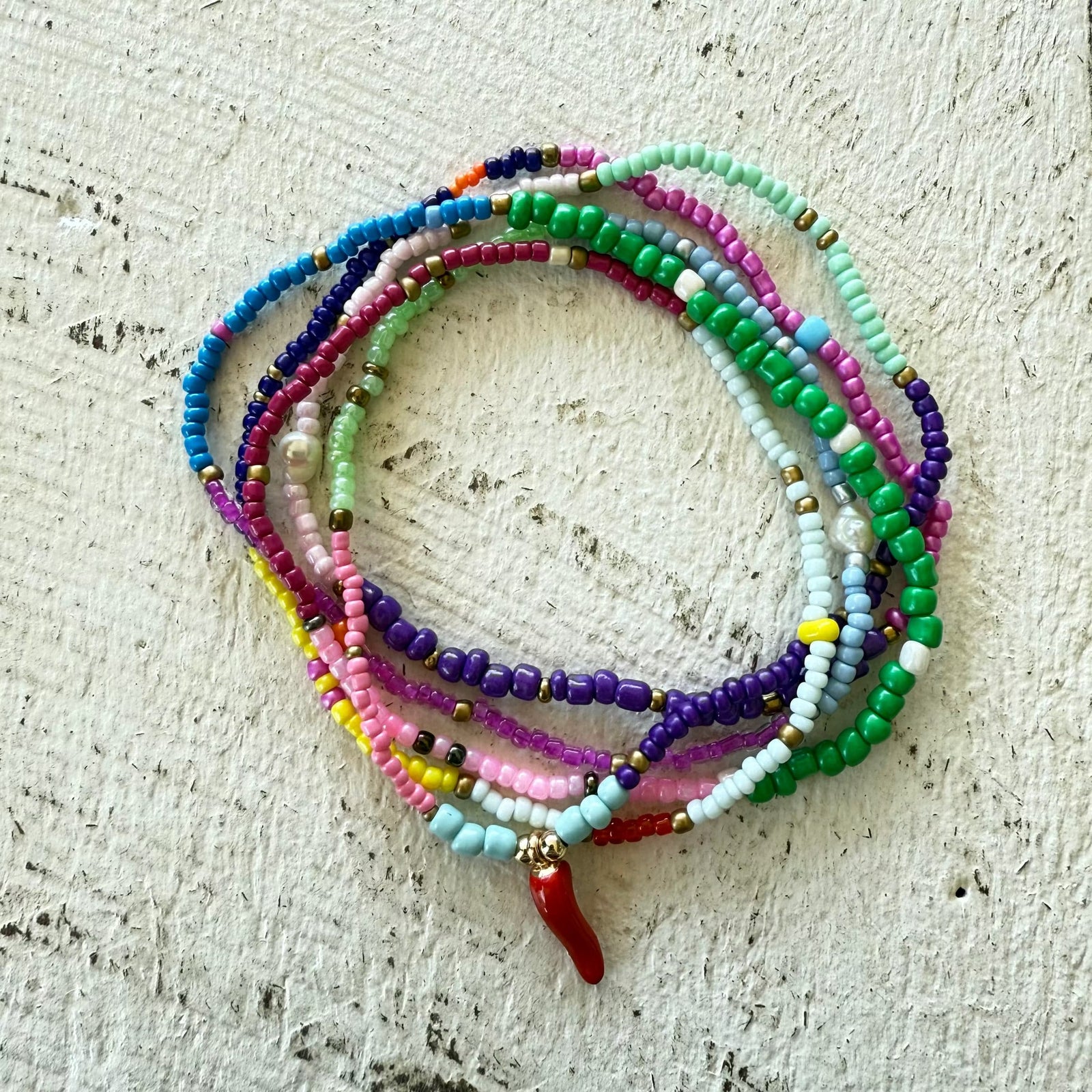 Rusty Pot Handmade Wrap Bracelet / Necklace | Chilli Light Blue