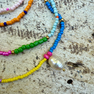 Rusty Pot Handmade Wrap Bracelet / Necklace | Pearl Pink