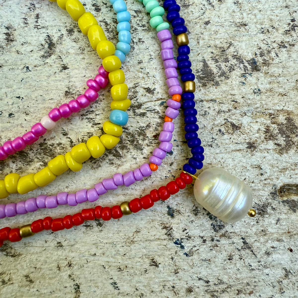 Rusty Pot Handmade Wrap Bracelet / Necklace | Pearl Purple Red