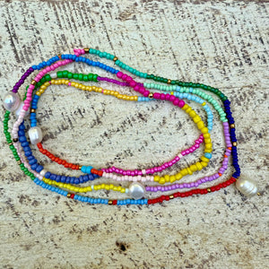 Rusty Pot Handmade Wrap Bracelet / Necklace | Pearl Purple Red