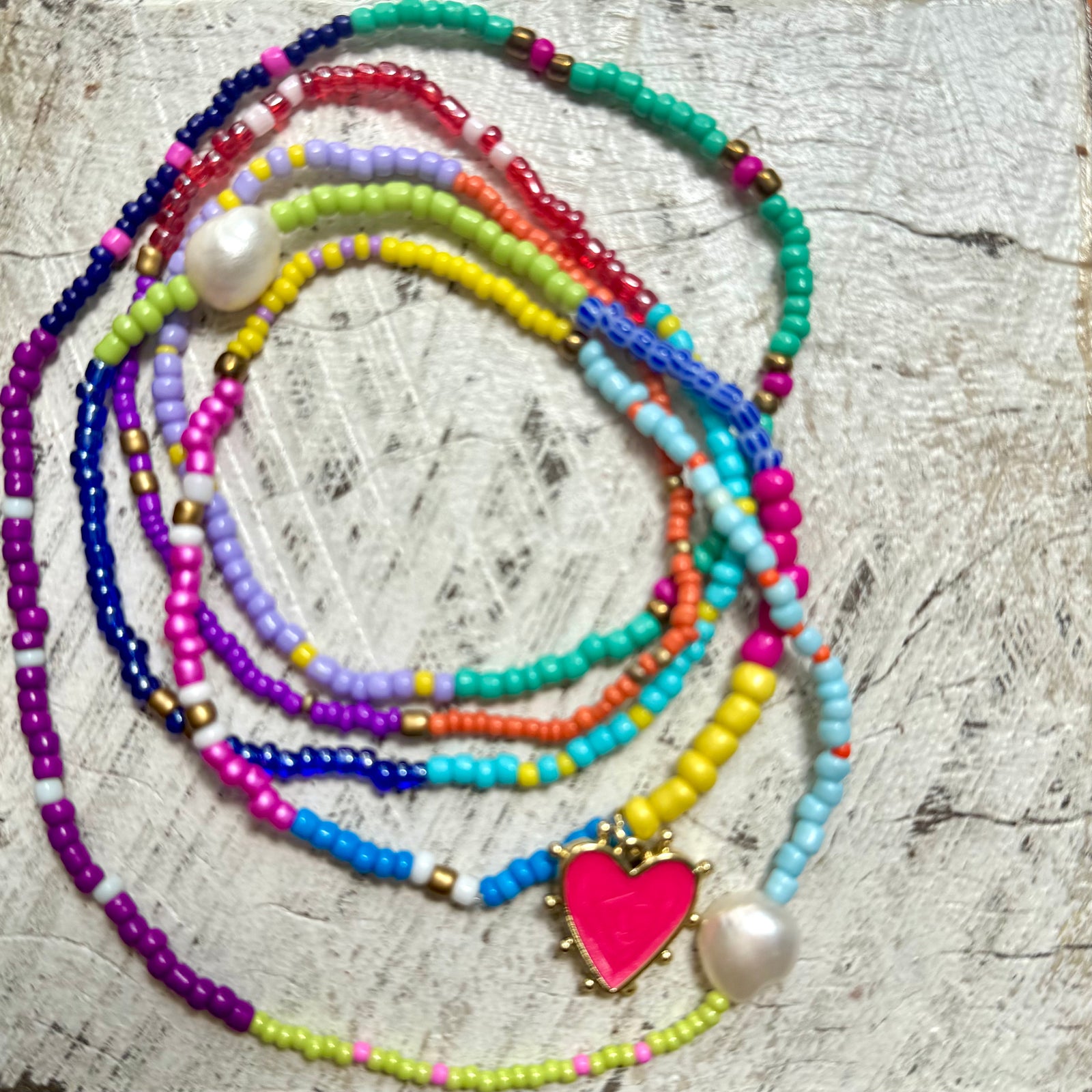 Rusty Pot Handmade Wrap Bracelet / Necklace | Pink Loveheart