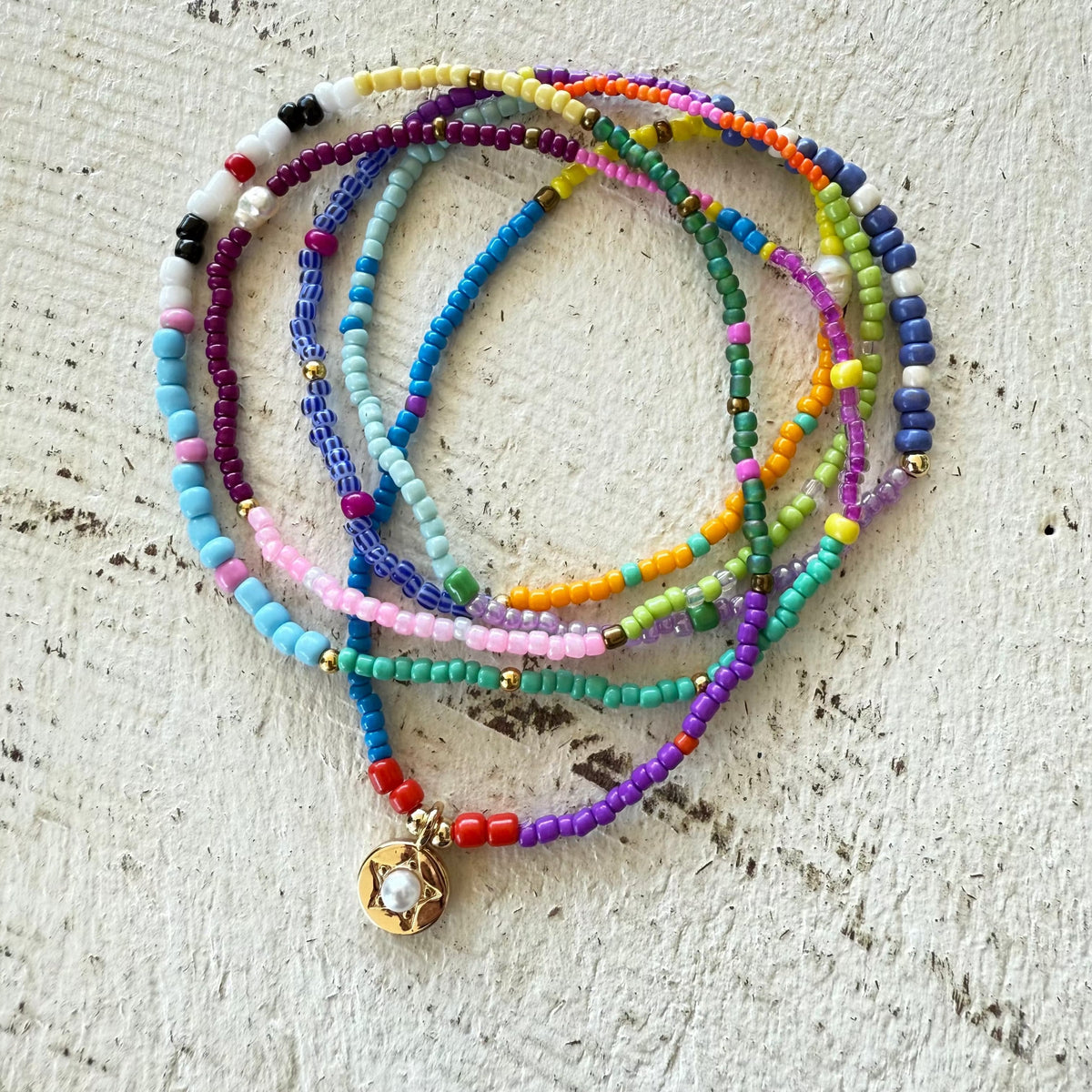 Rusty Pot Handmade Wrap Bracelet / Necklace | Star Pearl