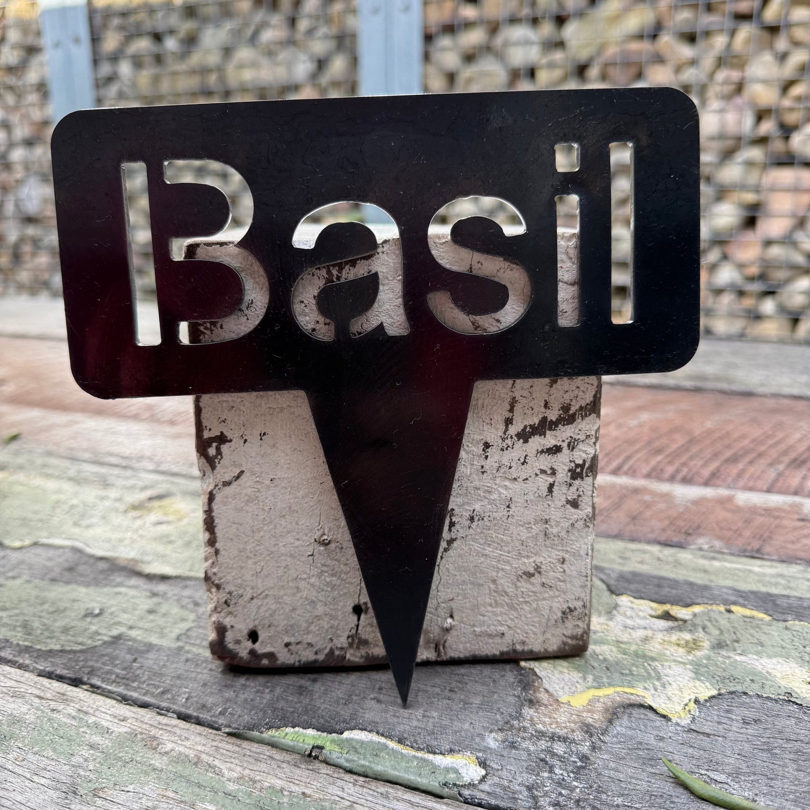 Rusty Pot Herb Garden Stake