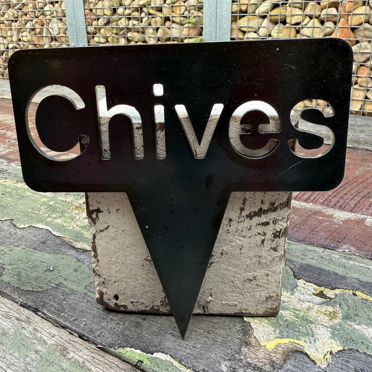 Rusty Pot Herb Garden Stake Chives