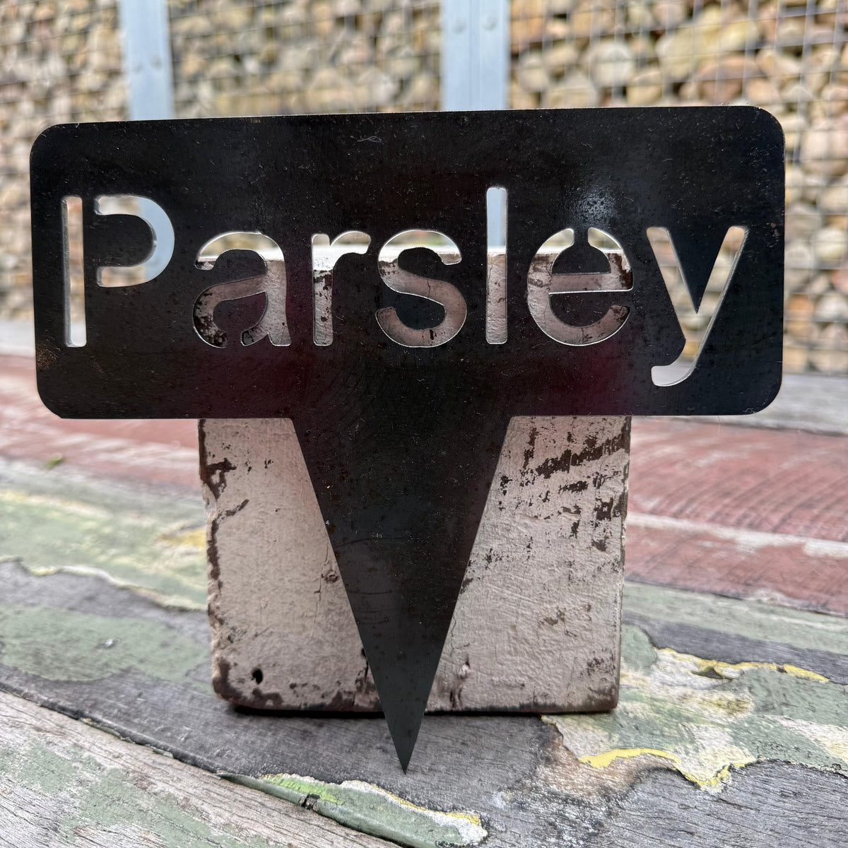 Rusty Pot Herb Garden Stake Parsley