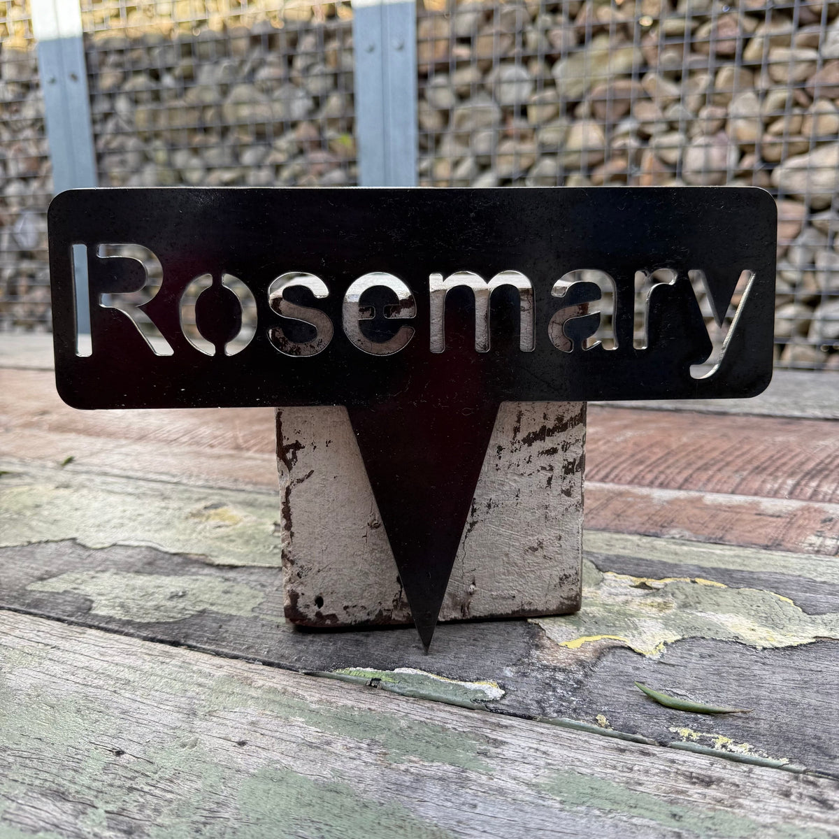 Rusty Pot Herb Garden Stake Rosemary