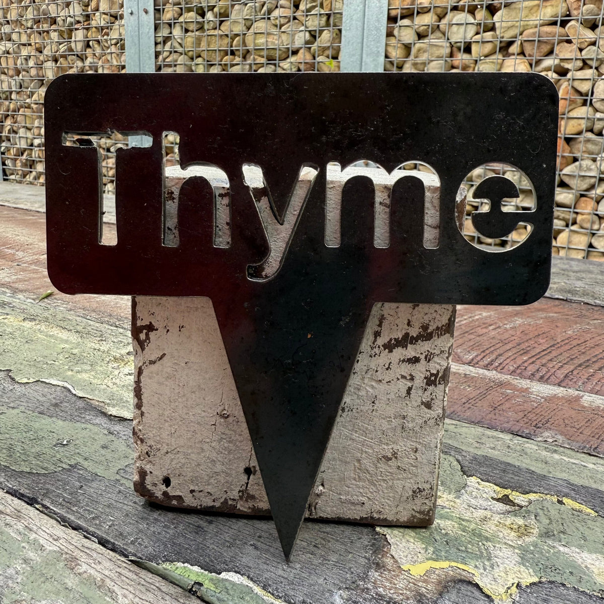 Rusty Pot Herb Garden Stake Thyme