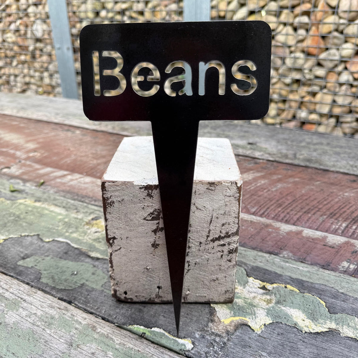 Rusty Pot Vegetable Garden Stake Beans