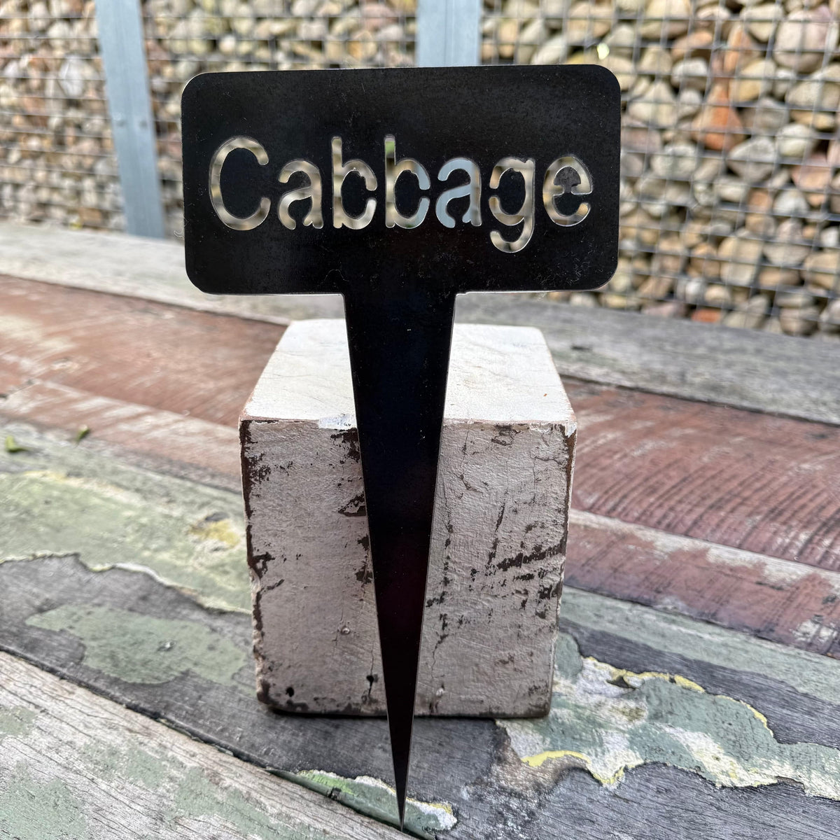 Rusty Pot Vegetable Garden Stake Cabbage