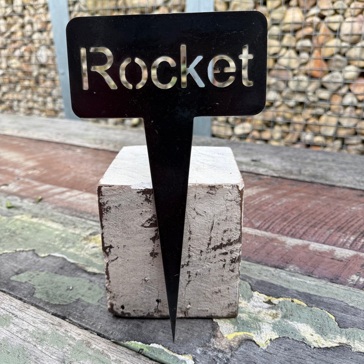 Rusty Pot Vegetable Garden Stake Rocket