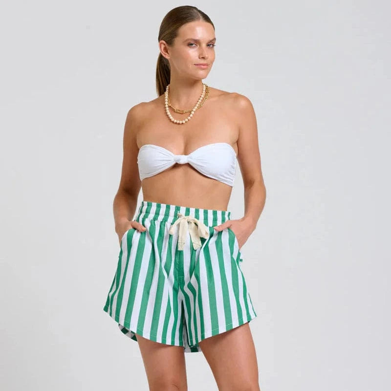 Shirty Ashley Short | Green Wide Stripe