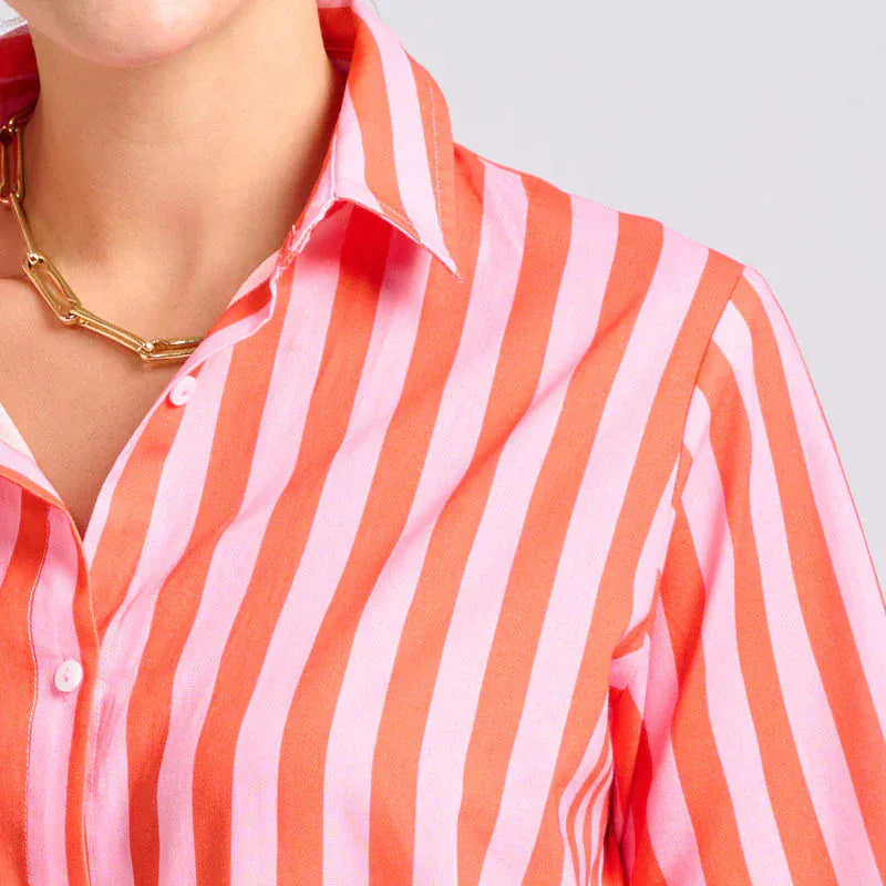 Shirty Caitlin Dress |Pink Papaya Stripe