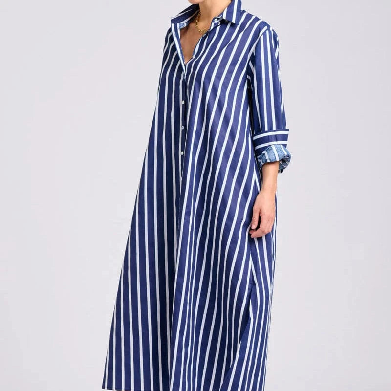 Shirty Luna Oversized Dress | Navy with White Stripe