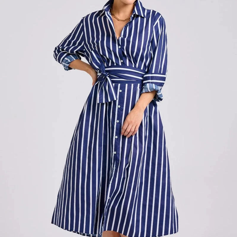 Shirty Luna Oversized Dress | Navy with White Stripe