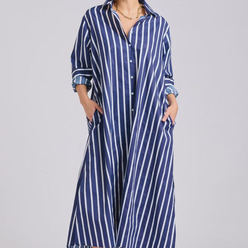 Shirty Luna Oversized Dress | Navy with White Stripe