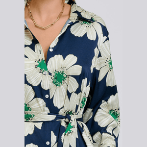 Shirty Luxe Luna Longline Shirt Dress | Navy + Green Bold Floral