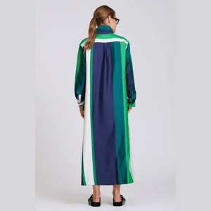 Shirty Luxe Luna Longline Shirt Dress | Navy + Green Bold Stripe