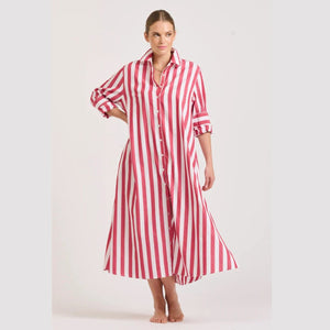 Shirty Pippa Oversized Longline Dress | Red Wide Stripe