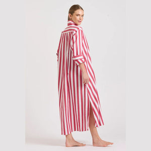 Shirty Pippa Oversized Longline Dress | Red Wide Stripe