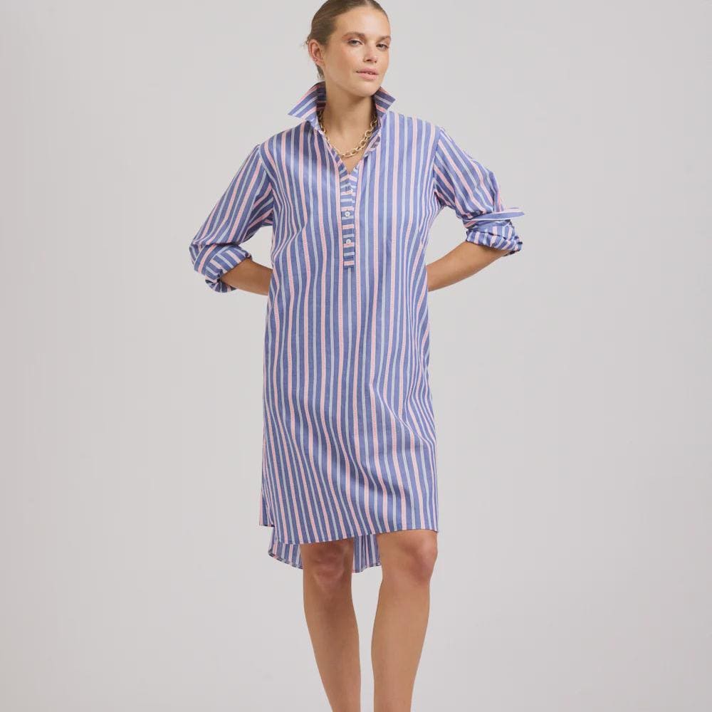 Shirty Popover Shirtdress | Chambray Pink Stripe