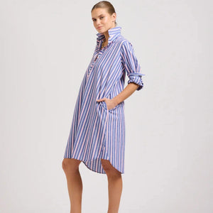 Shirty Popover Shirtdress | Chambray Pink Stripe