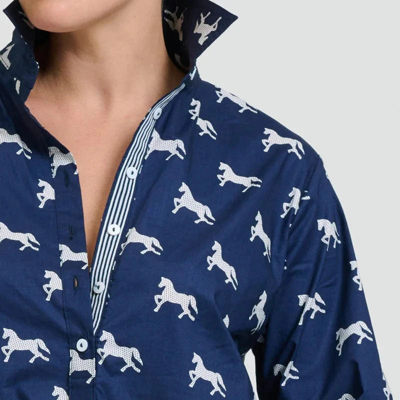 Shirty Popover Shirtdress | Navy with White Pony