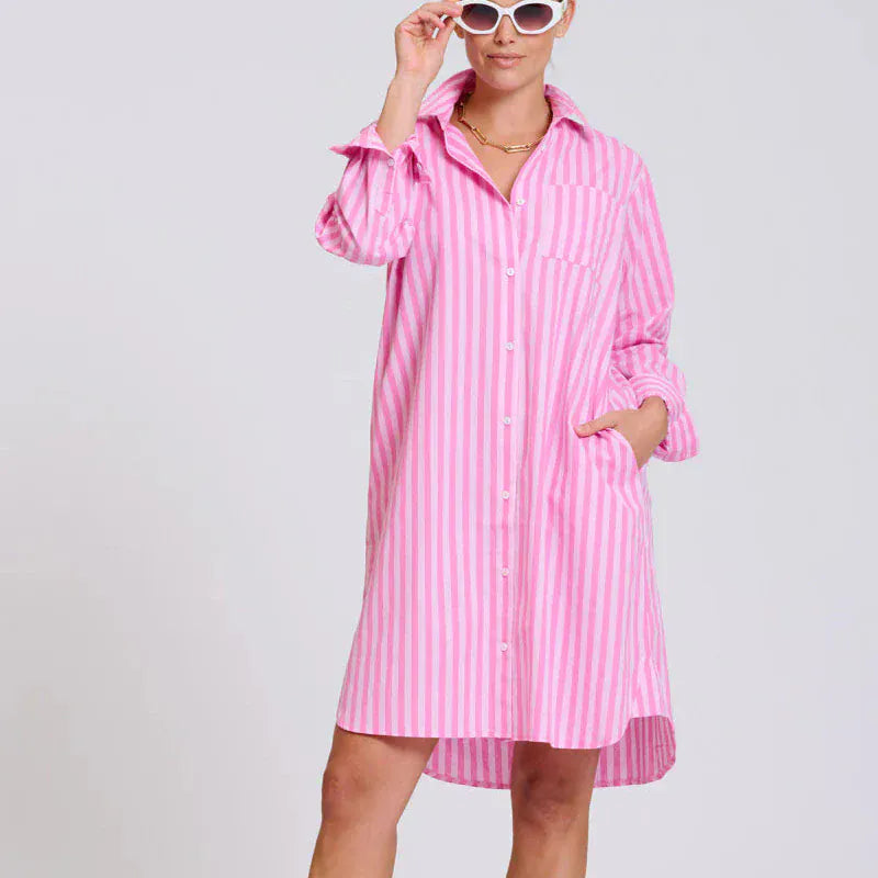 Shirty The Classic Shirtdress | Double Pink Stripe