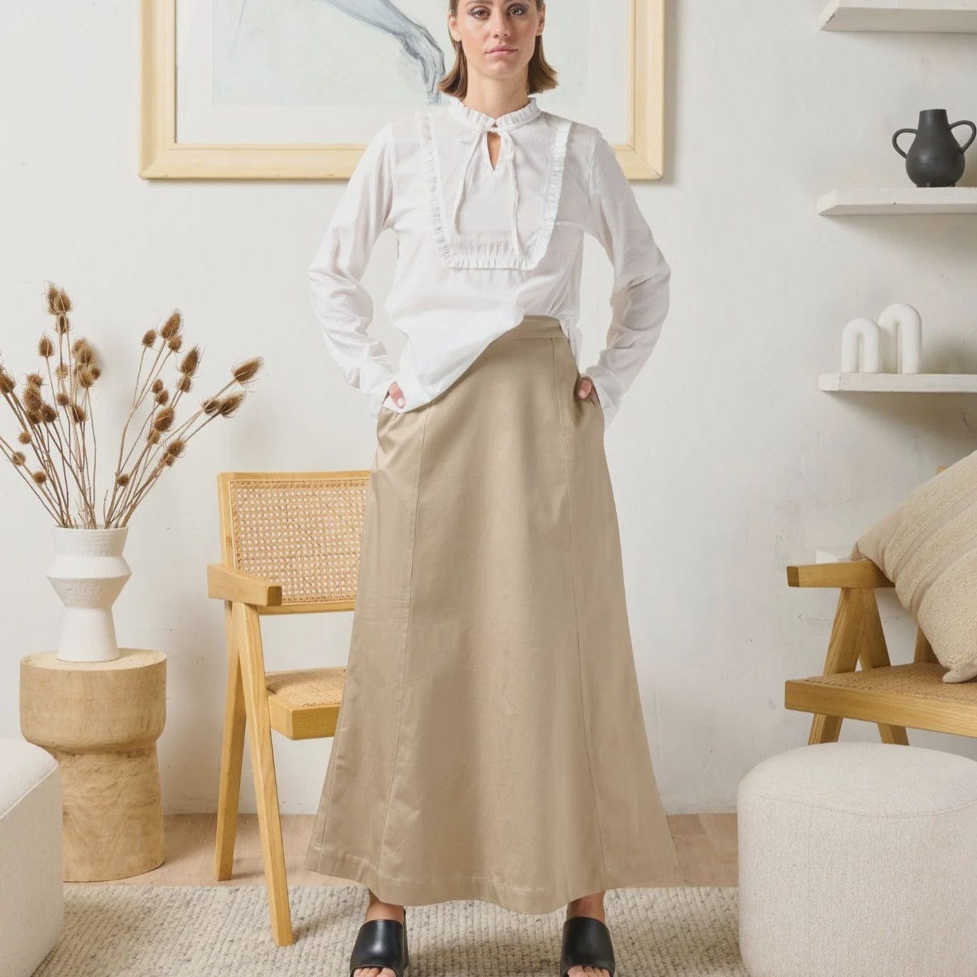 State of Embrace Utility Maxi Skirt | Khaki