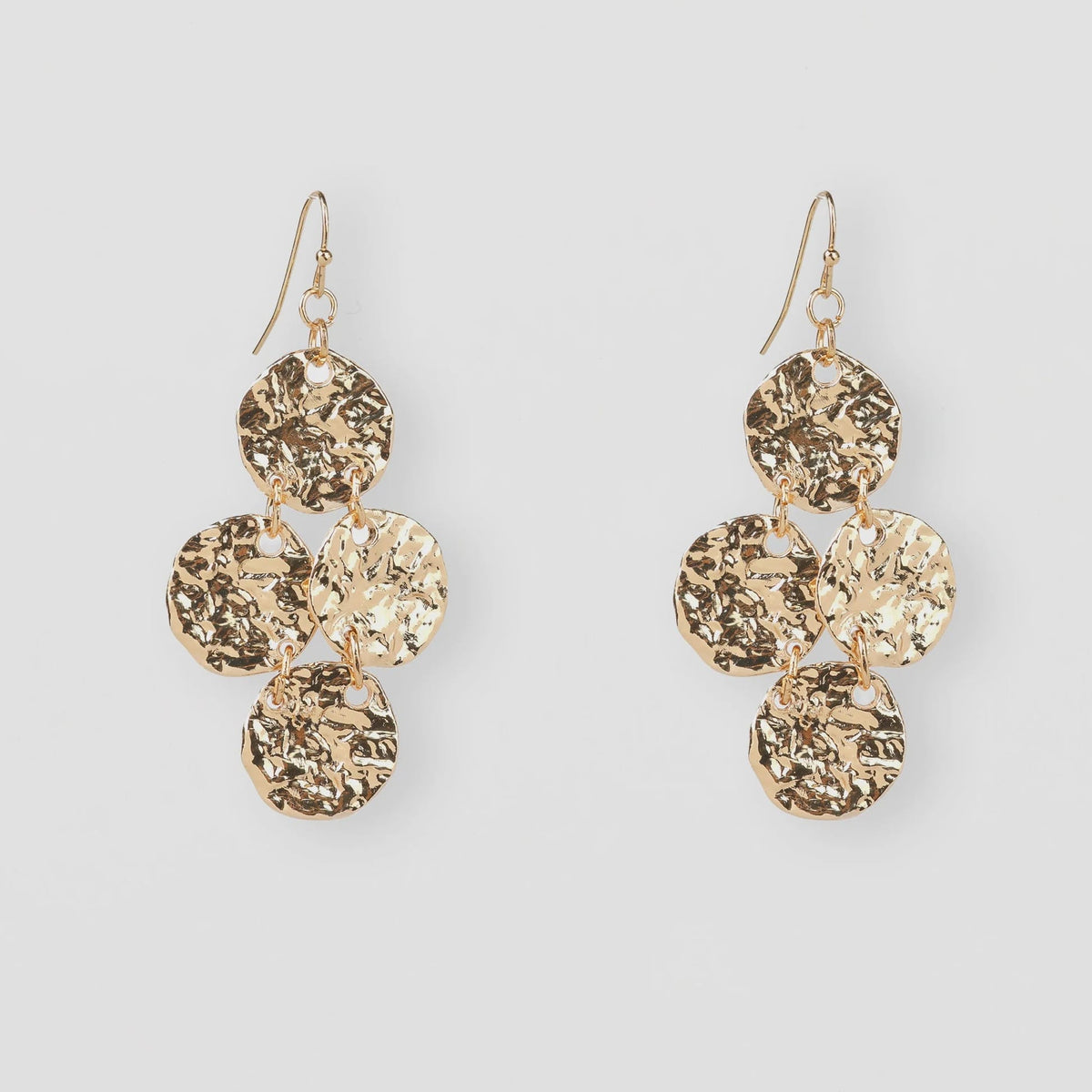 Stella + Gemma Beaten Medallion Earrings | Gold