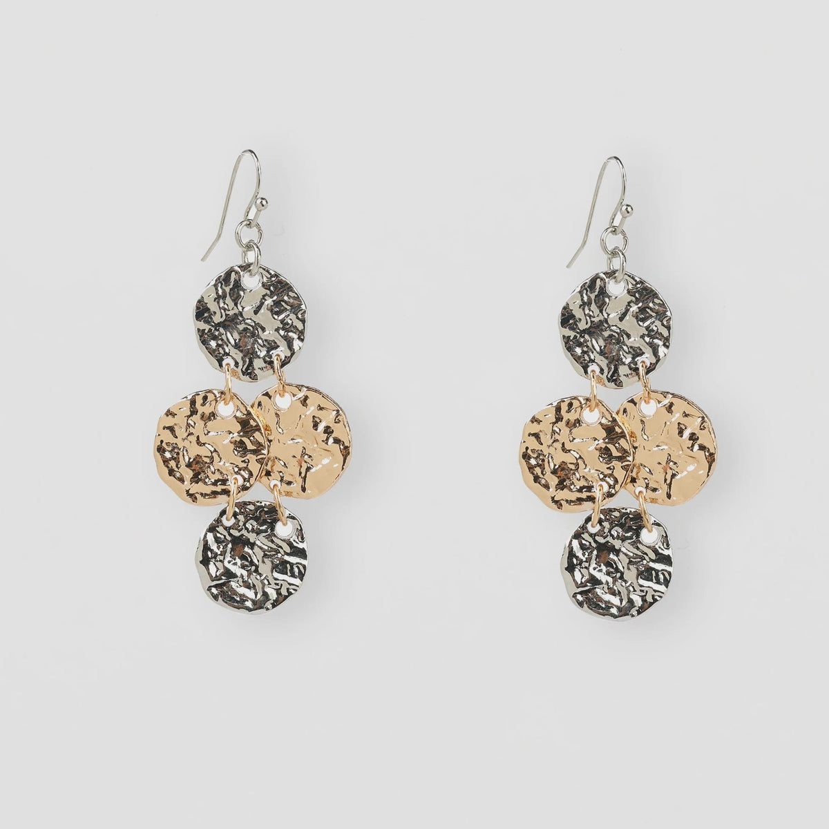 Stella + Gemma Beaten Medallion Earrings | Gold + Silver