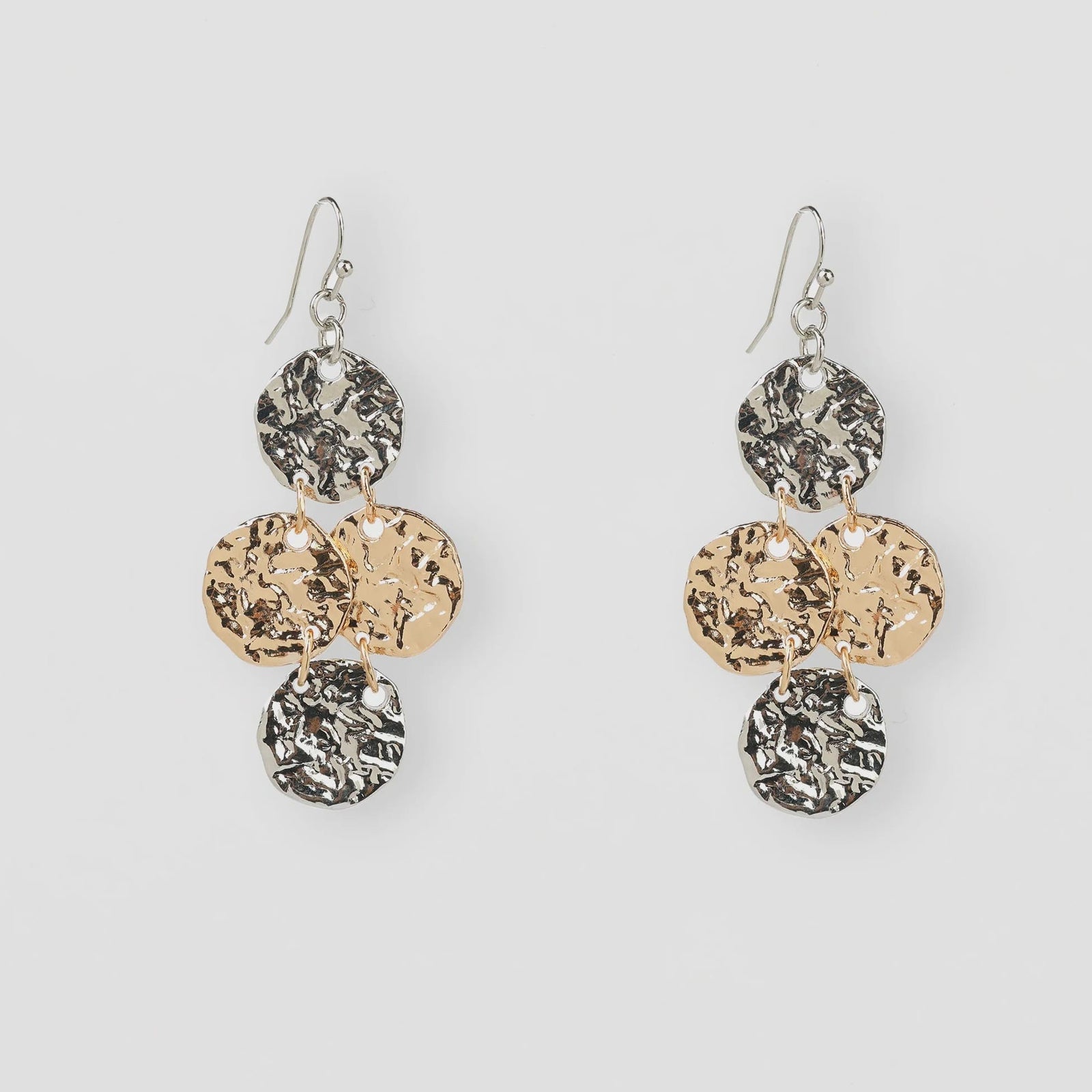 Stella + Gemma Beaten Medallion Earrings | Gold + Silver