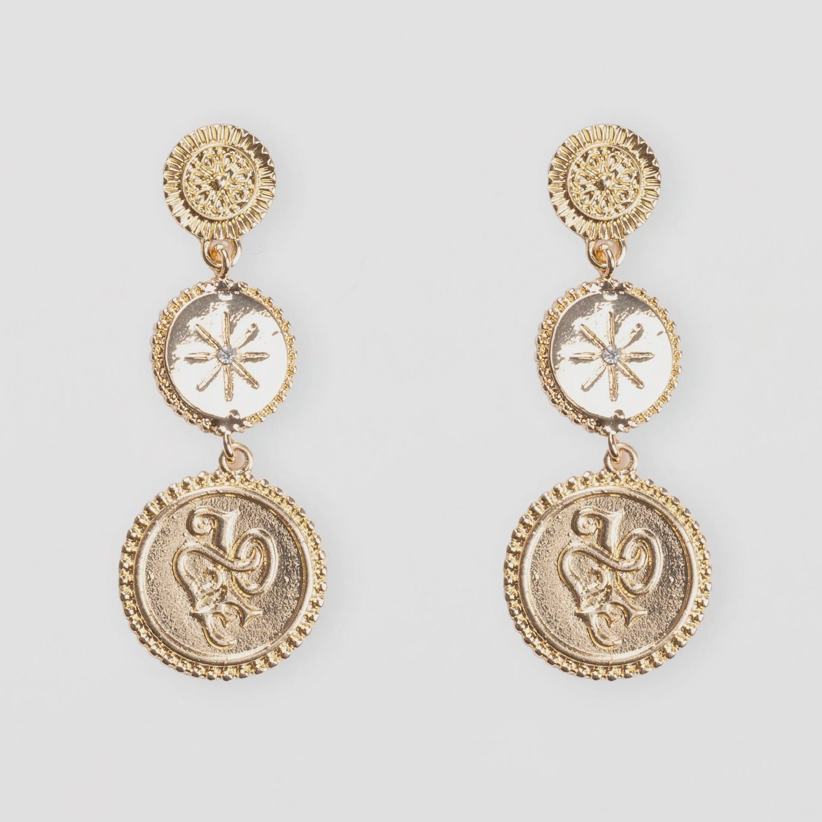Stella + Gemma Triple Medallion Earrings