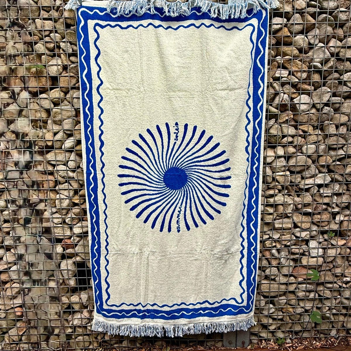 Summer Solei Organic Cotton Beach Towel Blue