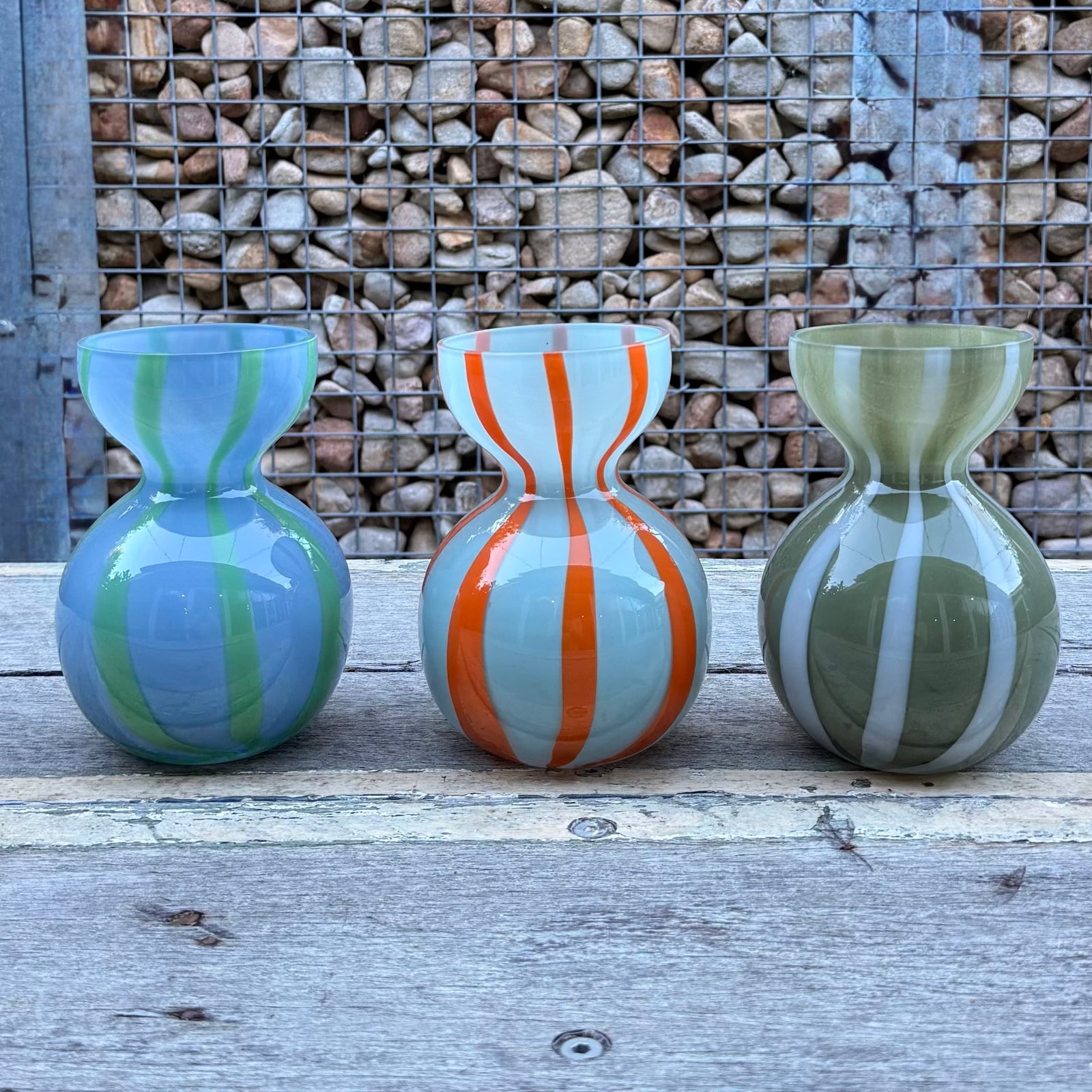 Sunday Merchant Bobbi Glass Vase | Olive + White