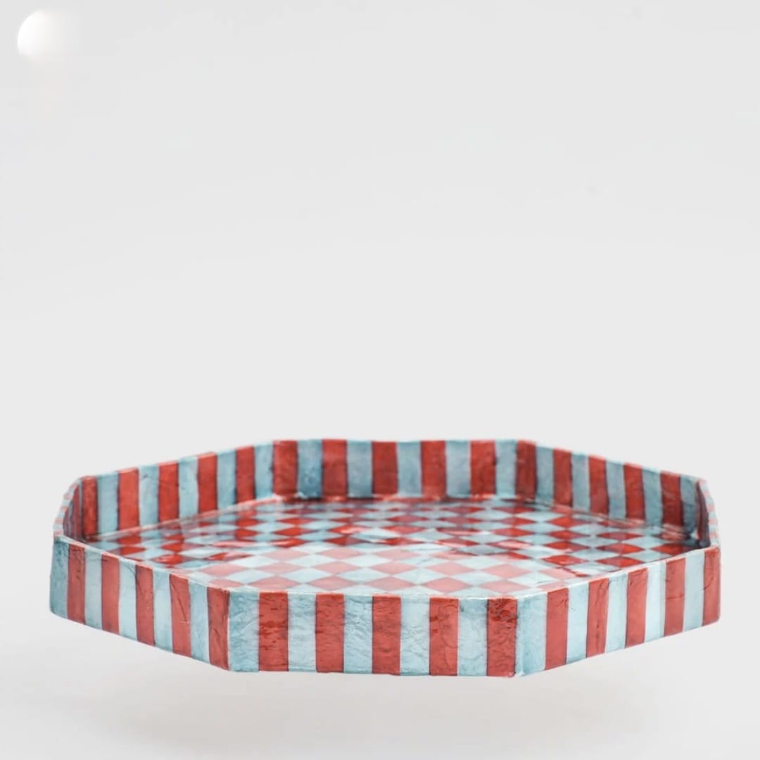 Sunday Merchant Checker Tray | Red+Green