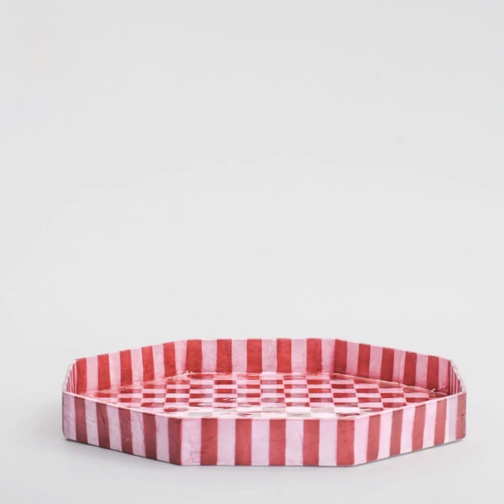 Sunday Merchant Checker Tray | Red+Pink