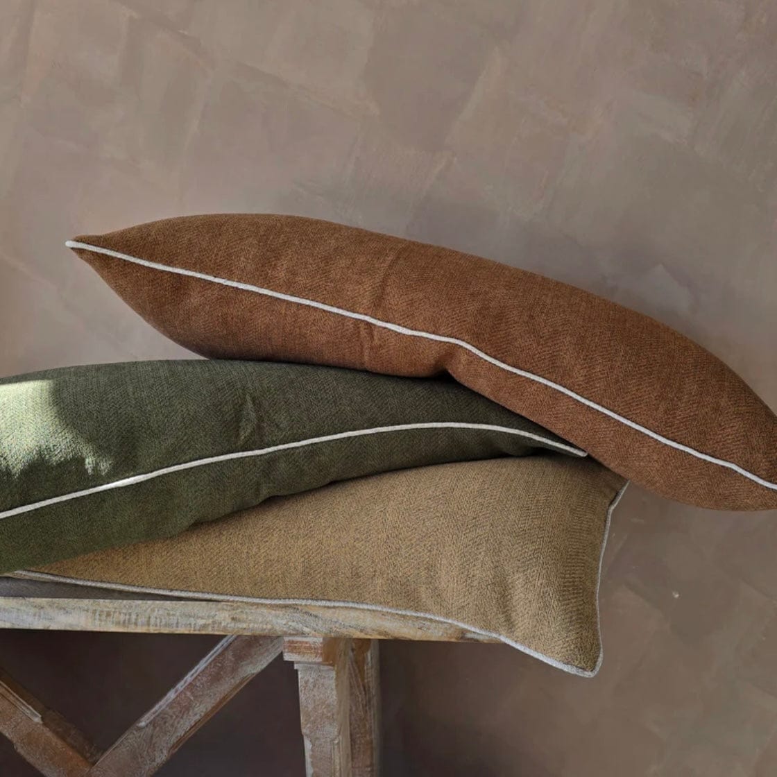 Sunday Merchant Hailey Linen Chenille Cushion | Long Lumbar 40x90 | Terracotta