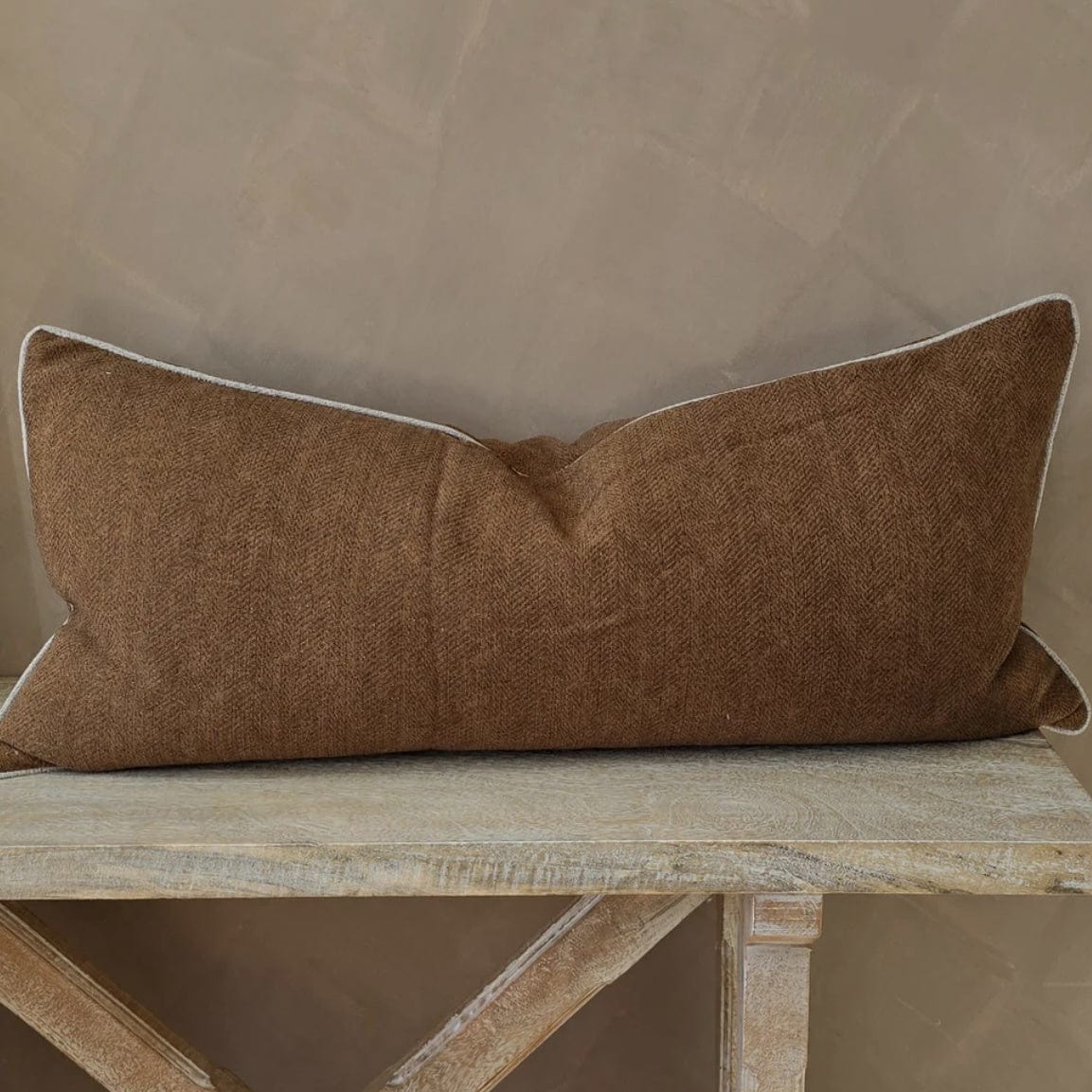 Sunday Merchant Hailey Linen Chenille Cushion | Long Lumbar 40x90 | Terracotta