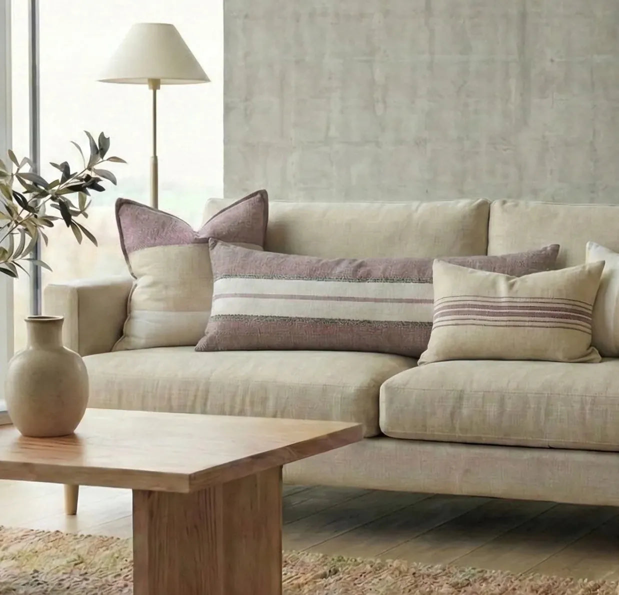 Sunday Merchant Lumere Linen 40cm x 90cm | Mauve + Charcoal