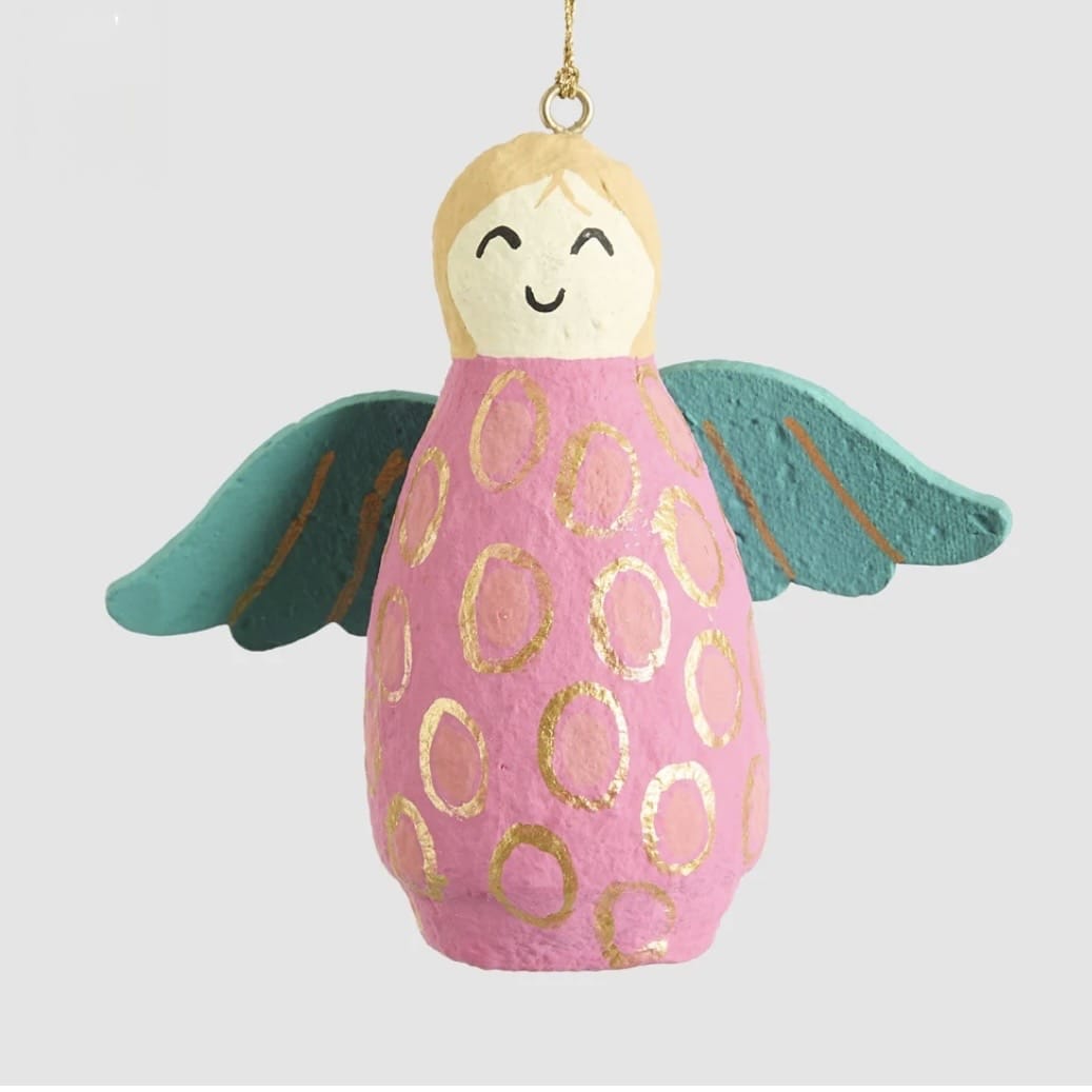 Sunday Merchant Mache Angel Hanging Decoration | Hot Pink