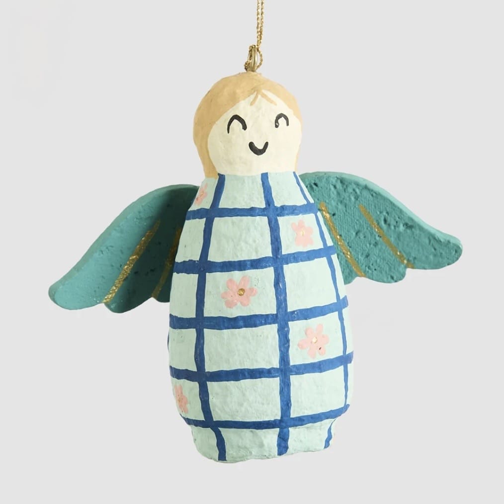 Sunday Merchant Mache Angel Hanging Decoration | Light Blue