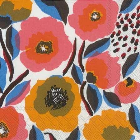 Sunday Merchant Marimekko Serviettes | Rosarium White Rose