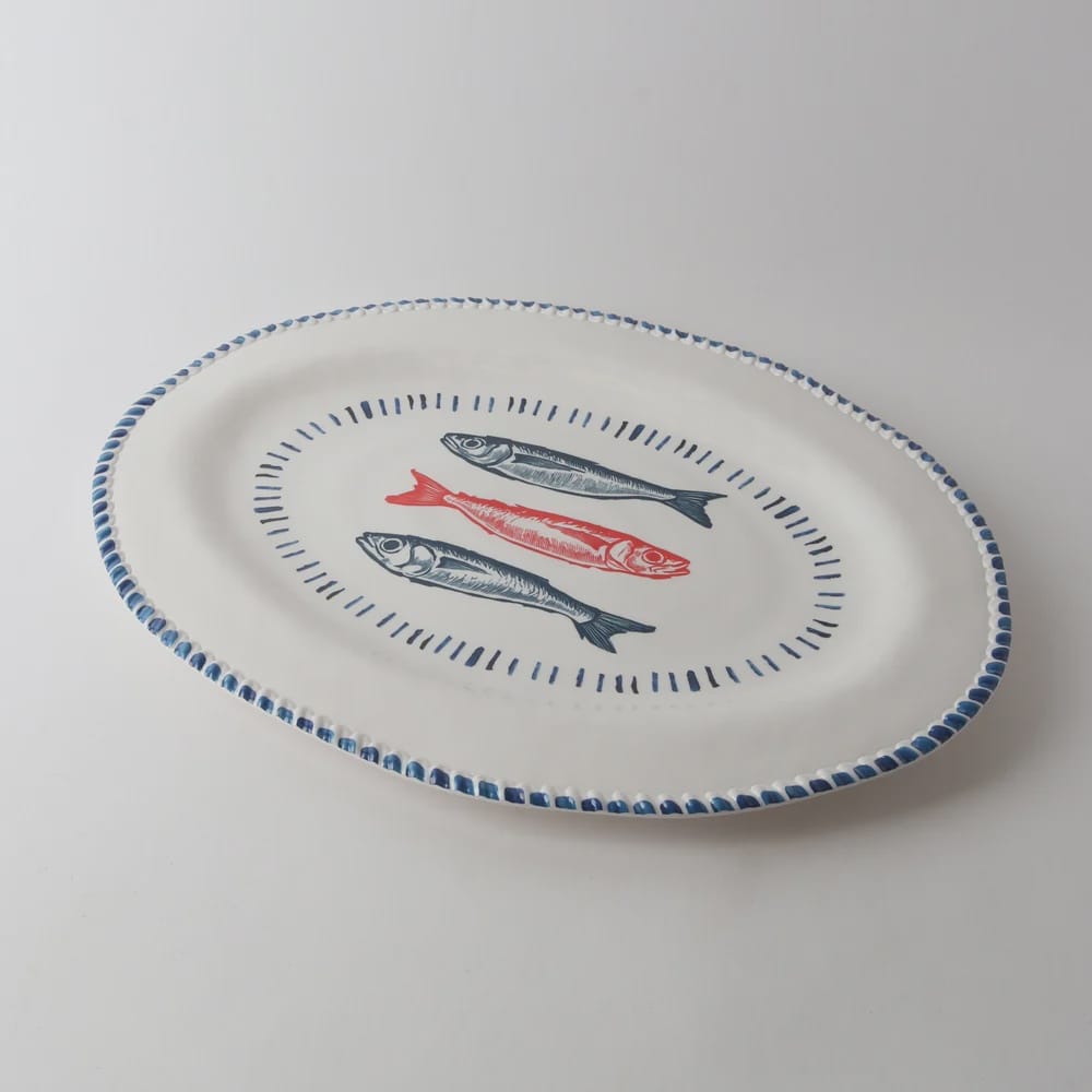 Sunday Merchant Melamine Nautical Sardine Oval Platter 48cm
