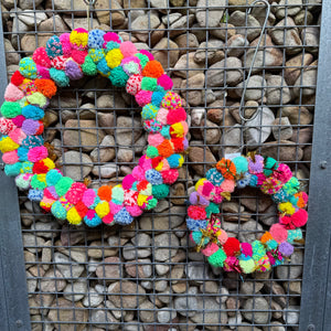 Sunday Merchant Multi Coloured Pom Pom Christmas Wreath