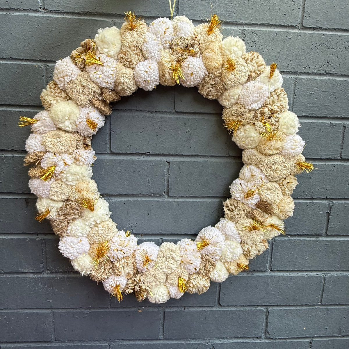 Sunday Merchant Natural Pom Pom Christmas Wreath Large 50cm
