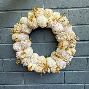 Sunday Merchant Natural Pom Pom Christmas Wreath Small 30cm