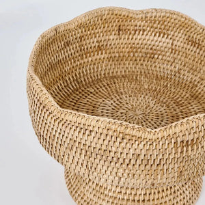 Sunday Merchant Paume Scallop Rattan Fruit Bowl on Stand | Natural