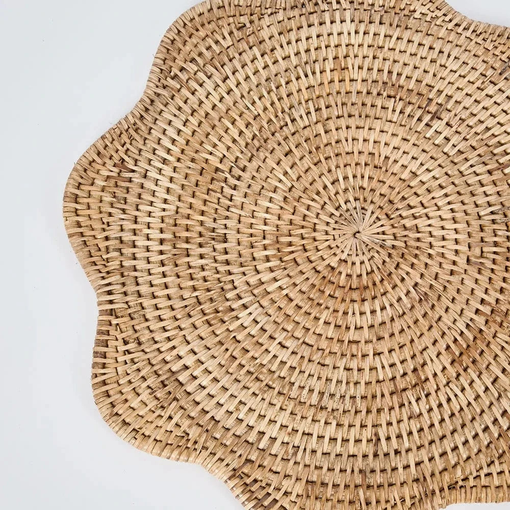 Sunday Merchant Paume Scallop Rattan Placemat | Natural